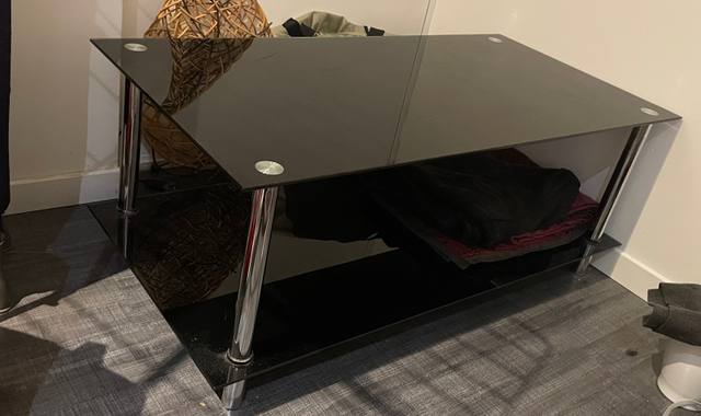 Meubles table basse en verre noire