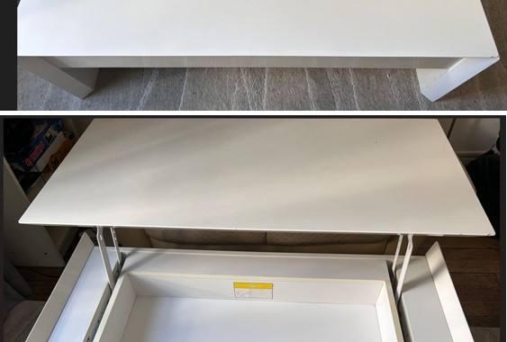 Meubles table basse IKEA. Le plateau peut être surélevé ou abaissé