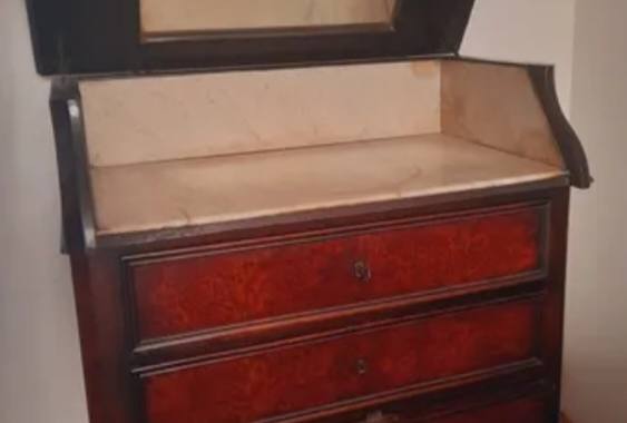 Meubles commode coiffeuse ancienne en bois et marbre