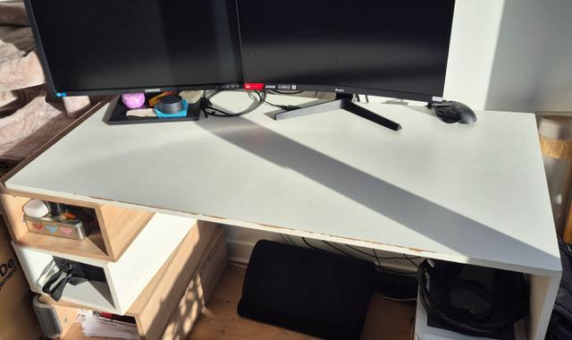 Meubles bureau blanc et bois avec rangements