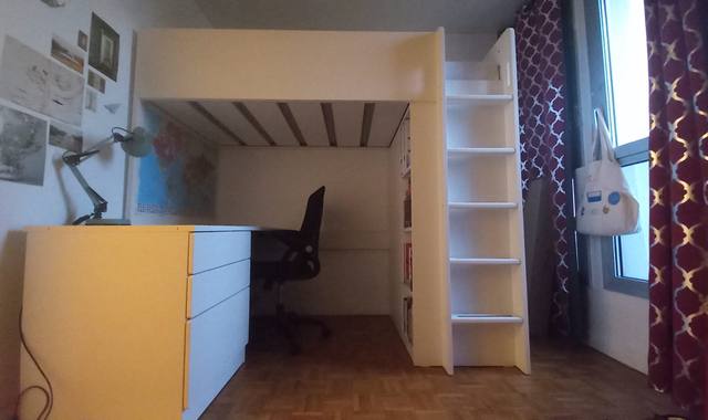 Meubles lit mezzanine avec placard, étagère et bureau IKEA