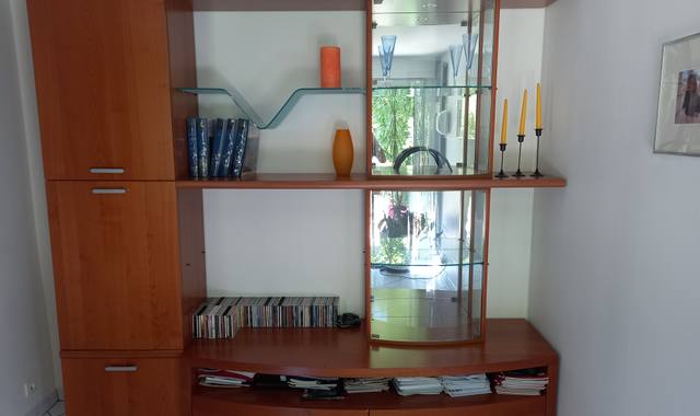 Meubles meuble vitrine de salon TV modulable bois merisier