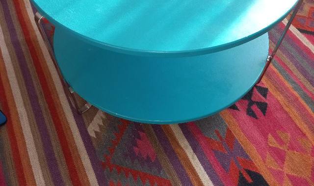 Meubles table basse ronde bleu canard