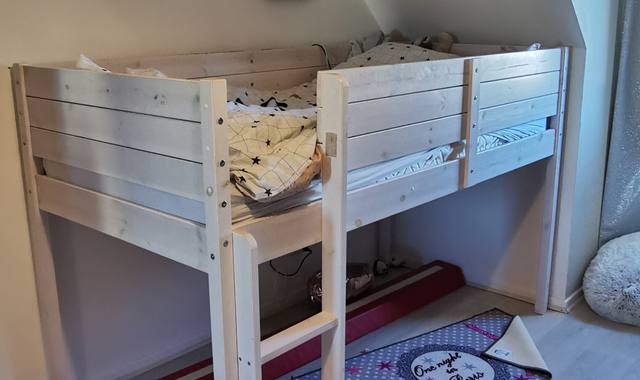 Meubles lit en hauteur, Bois blanc  une personne