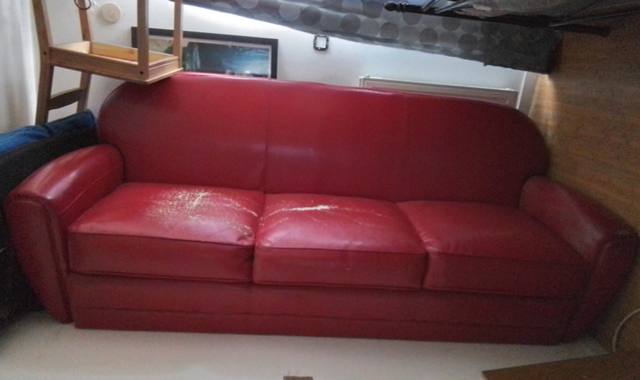 Meubles canapé cuir rouge