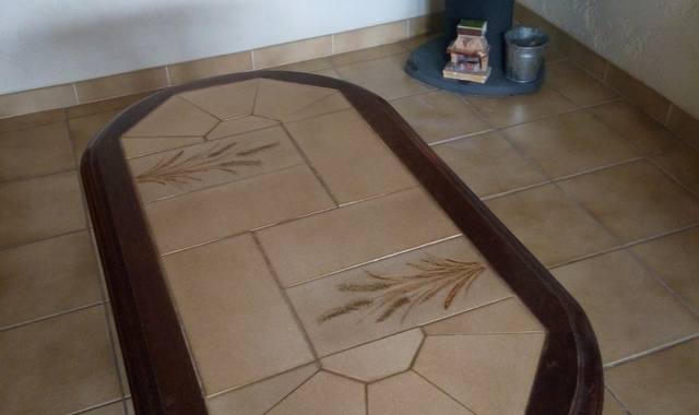 Meubles table de salon céramique et bois