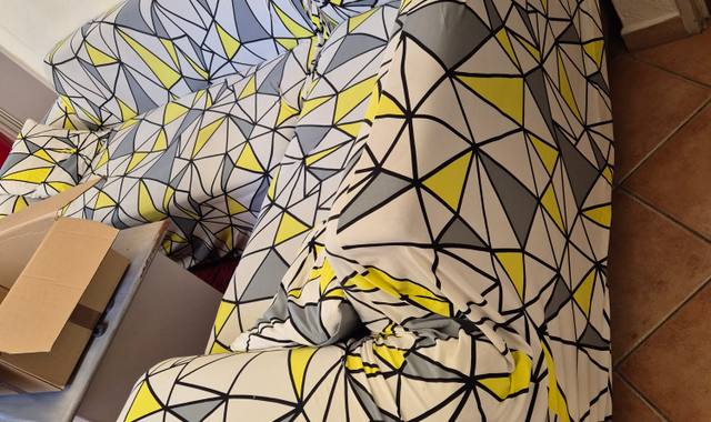 Meubles canapé d'angle avec housse et deux coussins