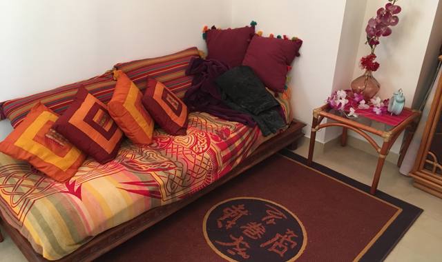 Meubles une banquette lit avec son matelas et les coussins