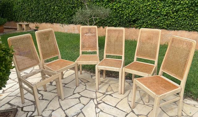 Meubles lot de 6 chaises cannées à restaurer.