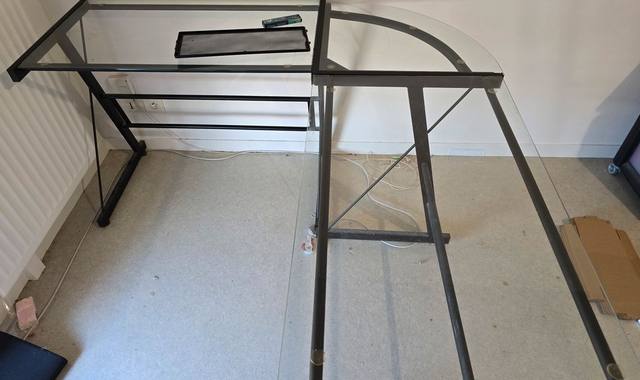 Meubles bureau d angle en verre modulable