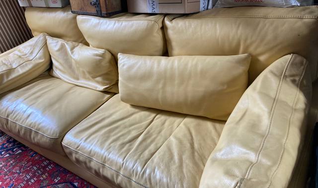 Meubles canapé cuir Steiner jaune pâle