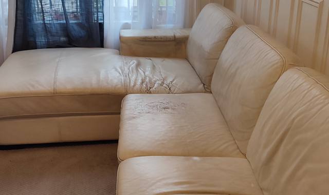 Meubles canapé d'angle en cuir blanc