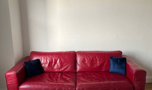 Meubles canapé en cuir rouge 2 places