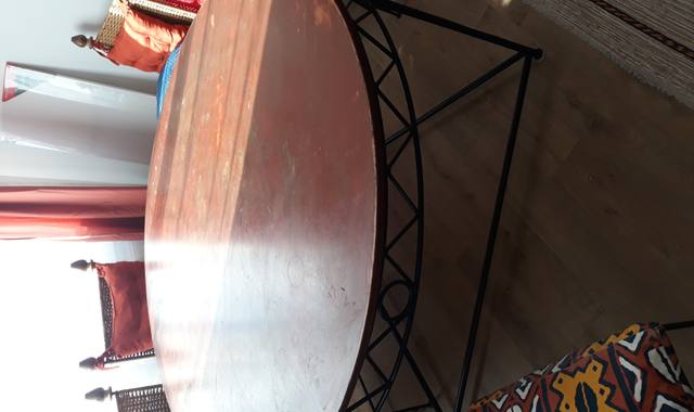 Meubles table ronde 6 personnes bois et fer forgé