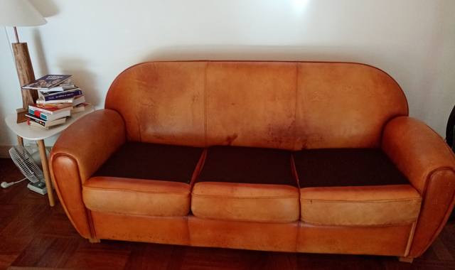 Meubles canapé 2/3 places cuir marron clair