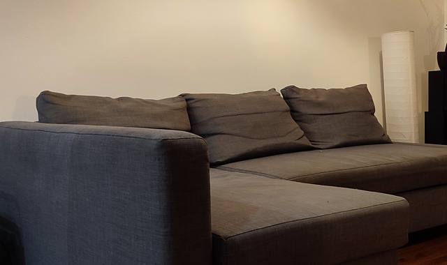 Meubles canapé méridienne, Ikea, gris, couleur defraichie