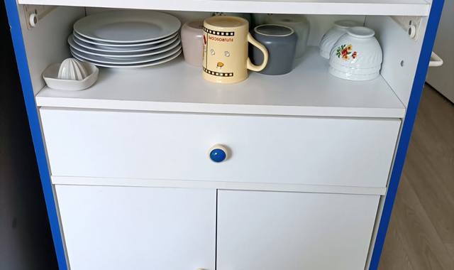 Meubles desserte de cuisine en mélaminé blanc