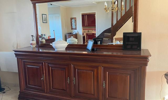 Meubles buffet bas merisier massif 4 portes 4 tiroirs sans miroir