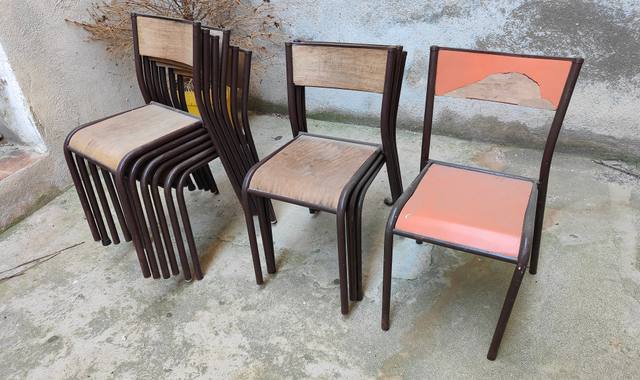 Mobilier lot de 10 chaises d'école