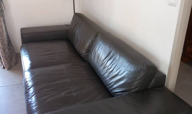 Mobilier mMagnifique canapé en cuir gris anthracite