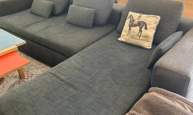 Mobilier canapé d'angle Habitat — Tissu anthracite -