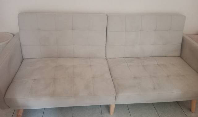 Mobilier canapé convertible beige 3 places