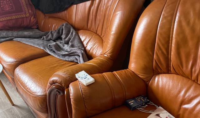 Mobilier canapé cuir + 2 fauteuil