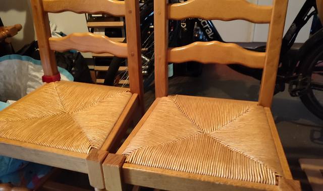 Mobilier 6 chaises bois-paille neuves