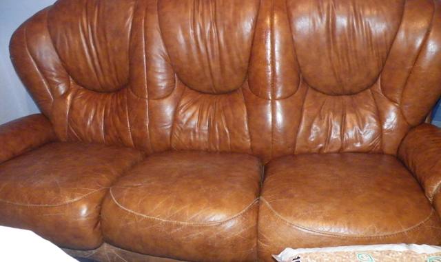 Mobilier canapé cuir marron