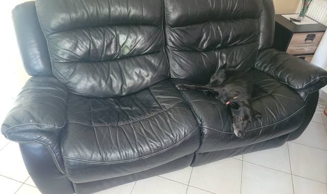 Mobilier canapé relax 2 places cuir noir