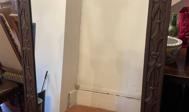 Mobilier Grand miroir cadre sculpté chêne foncé