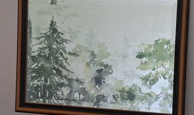 Mobilier miroir encadré en chêne massif