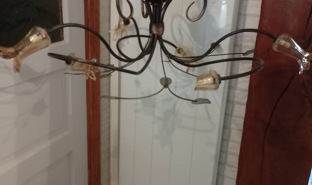 Mobilier lustre métal et verre