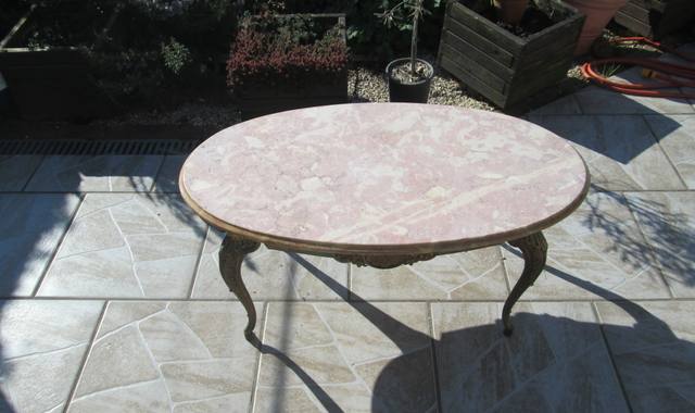 Mobilier table basse metal -marbre