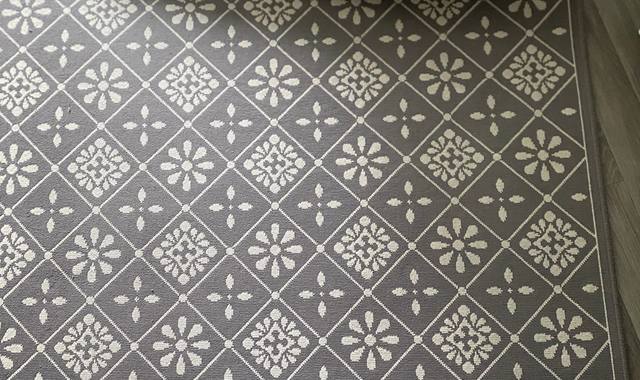 Mobilier tAPIS gris et blanc poil ras