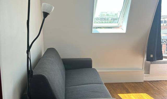 Mobilier canapé lit tissu gris (matelas neuf)