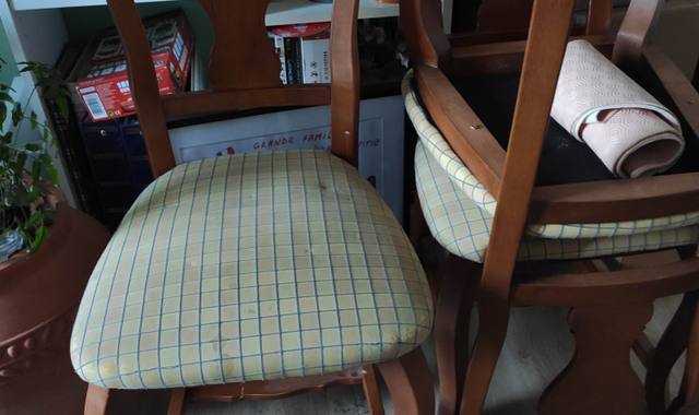 Mobilier 6 chaises bois et tissu