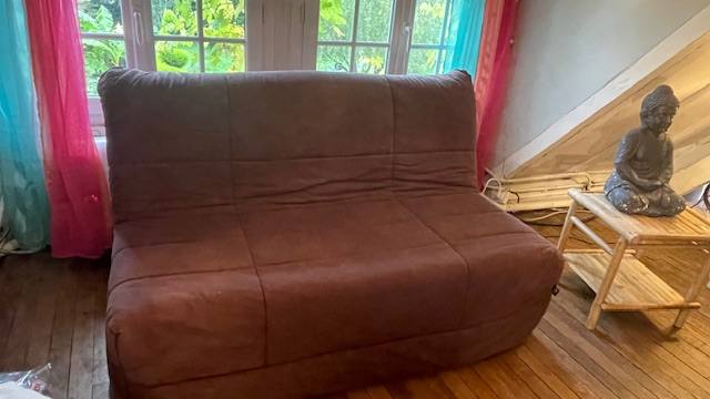 Mobilier canapé convertible marron