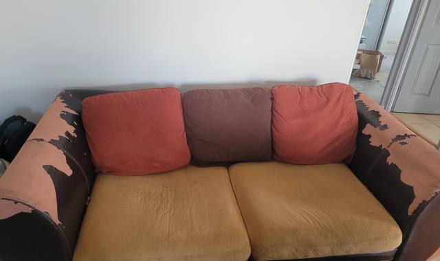 Mobilier canapé marron en 3 pièces