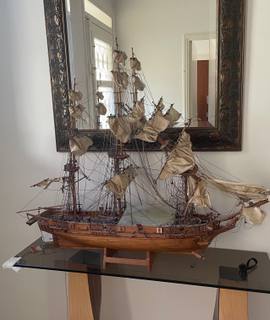 Antiquités maquette bateau 3 mats en bois