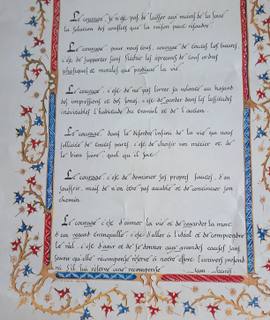 Collection image imitant les enluminures du passé ( texte sur le courage)