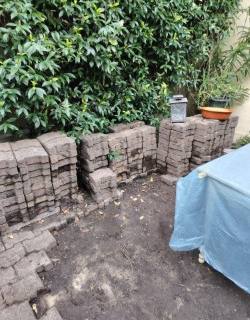 Bricolage pavés en granit rose