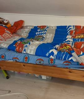 Literie lit en bois 90cm avec sommier et matelas