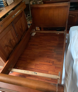 Literie lit bateau bois massif 90