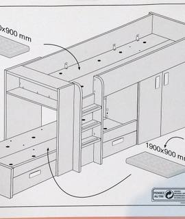 Literie lit superposé enfant avec rangement