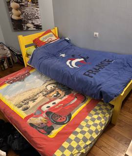 Literie lit une personne en bois avec tiroir