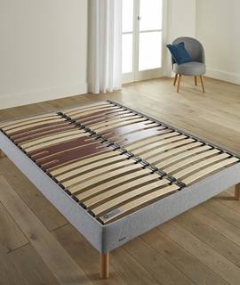 Literie lit en tissu avec sommier à lattes 90x190