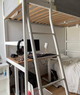 Literie lit mezzanine vitval d’IKEA blanc gris clair, 90x200 cm