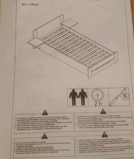 Literie lit simple 90x190 avec caisson de rangement