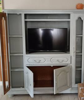 Meubles meuble télé de salon ,relooké patine gris